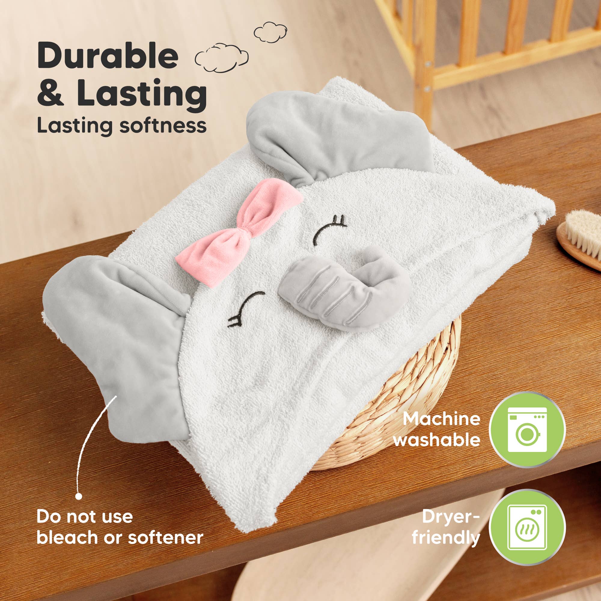 Playpals Hooded Baby Bath Towels for Newborn