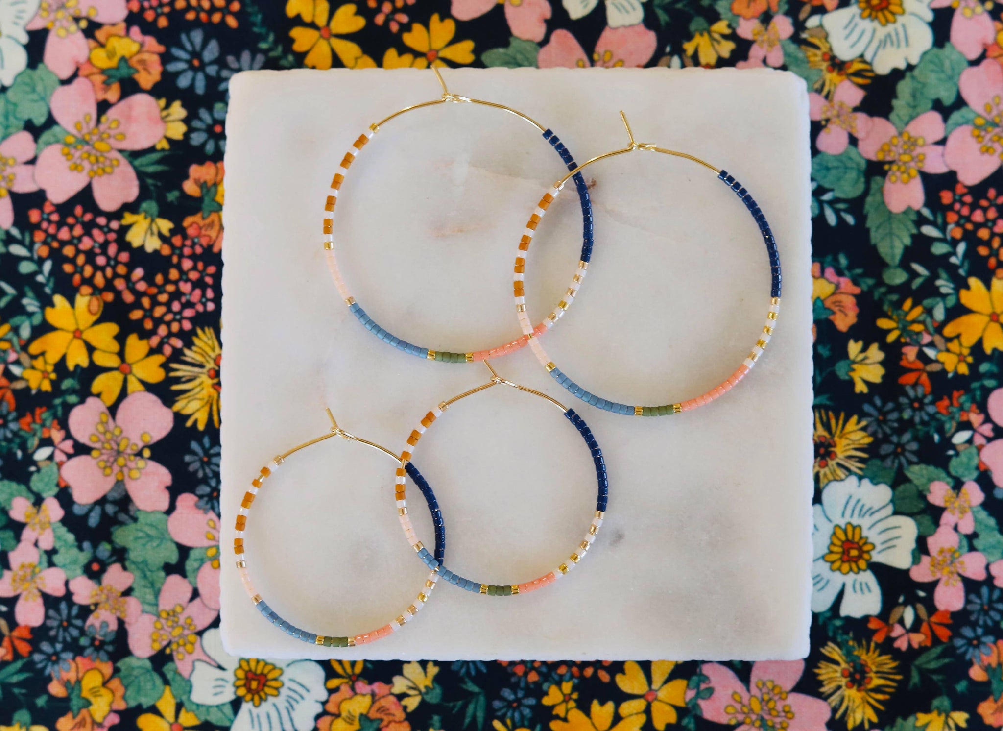 Pocket Full of Posies //  miyuki glass beaded hoop earrings