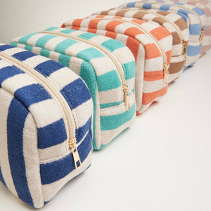 Terry Striped Pouch- Dark Pink
