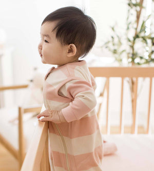 Rugby Stripe Organic Lightweight Beekeeper™ Wearable Baby Blanket - Pink Sand