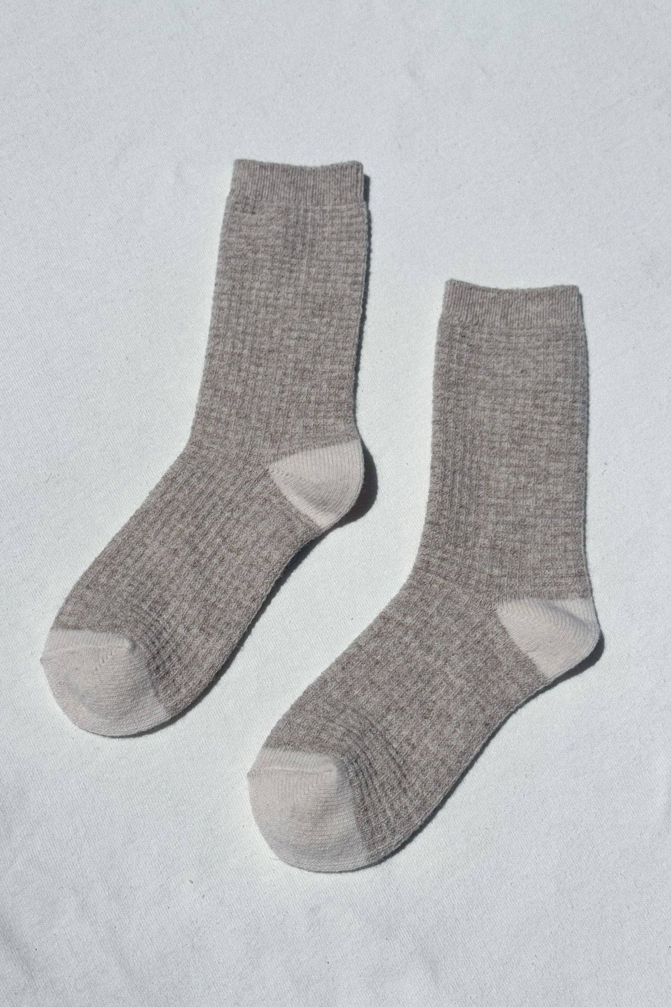 Wool Waffled Socks Oatmeal/Cream