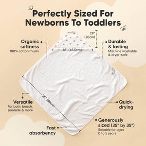 KeaBabies Lyra Muslin Hooded Towel