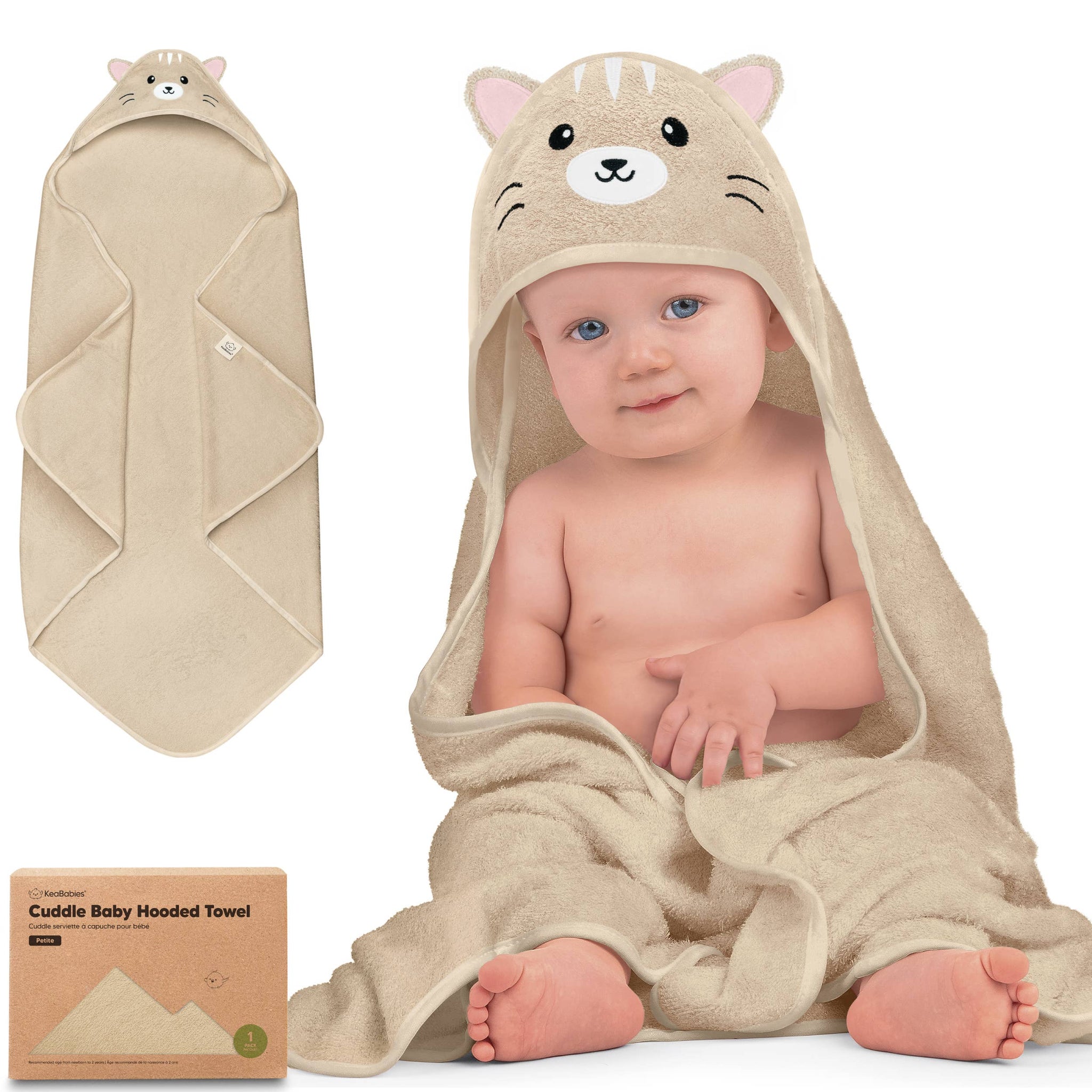 KeaBabies Cuddle Baby Hooded Towel