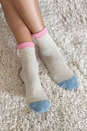 Color Block Girlfriend Socks Grey Pink