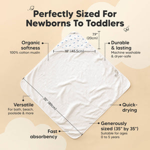 KeaBabies Lyra Muslin Hooded Towel