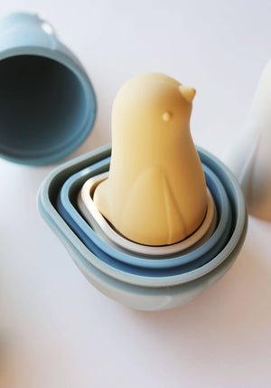 Sea Blue Multi Mix Silicone Nesting Penguin Set