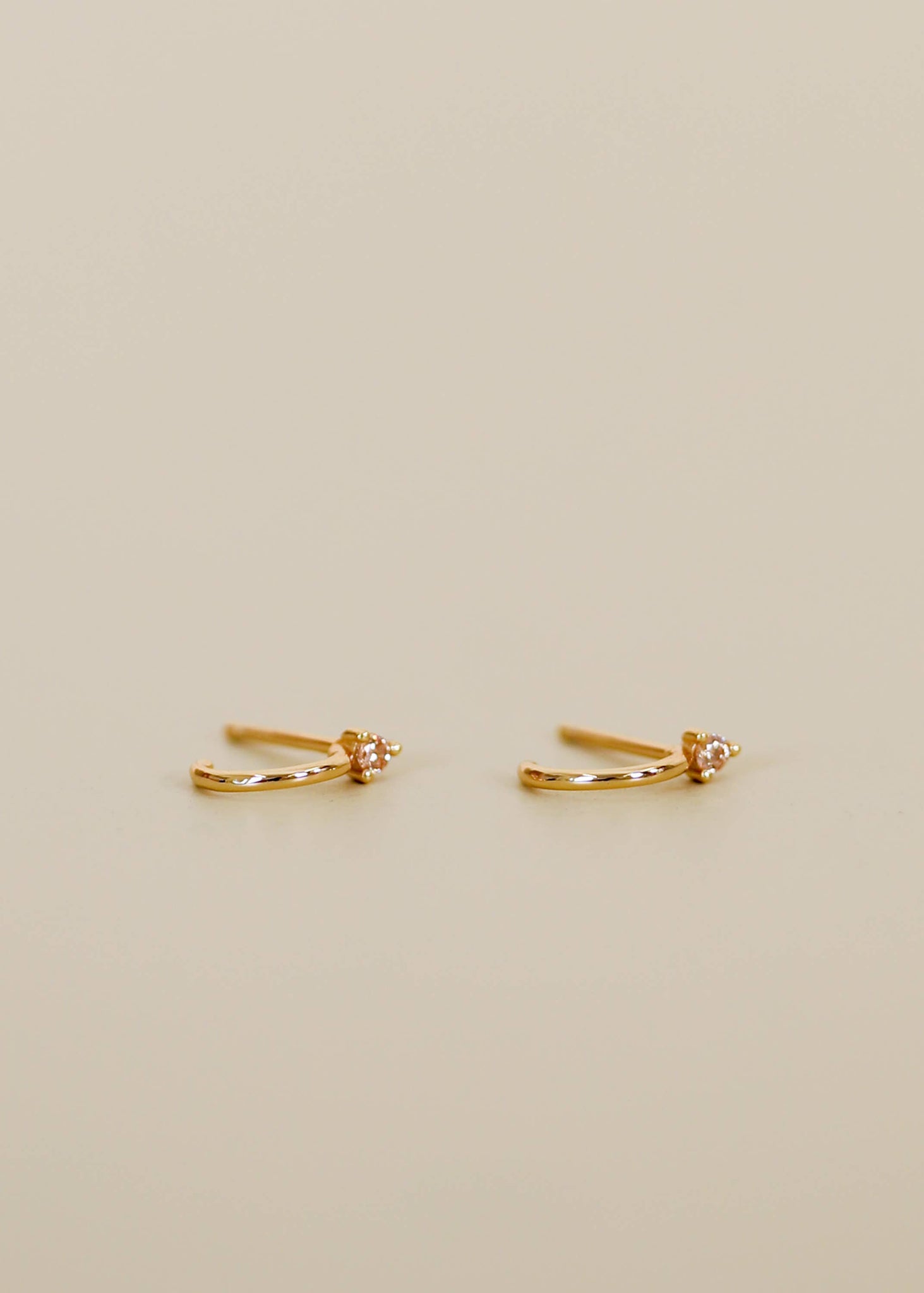 Open Mini Hoop - Champagne CZ - Gold Earrings