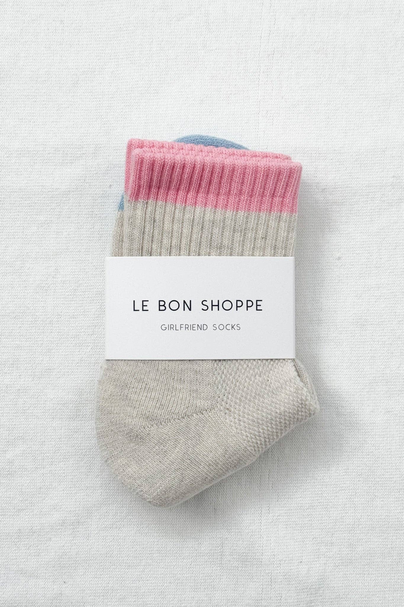 Color Block Girlfriend Socks Grey Pink