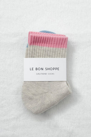 Color Block Girlfriend Socks Grey Pink