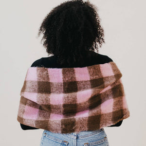 Chunky Checkered Scarf: Brown/Lavender