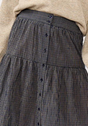 Checkered Gauze Button Down Skirt