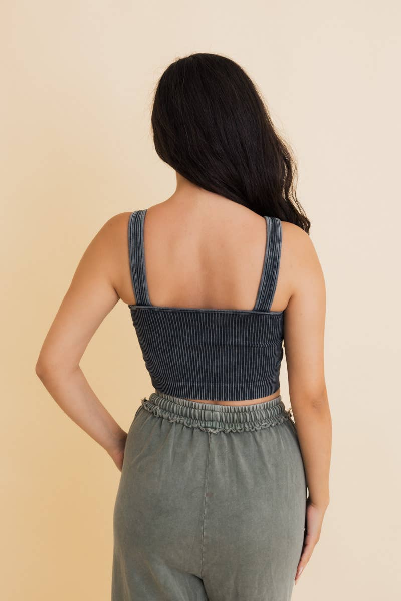 Just Breathe Washed Ribbed Padded Bralette