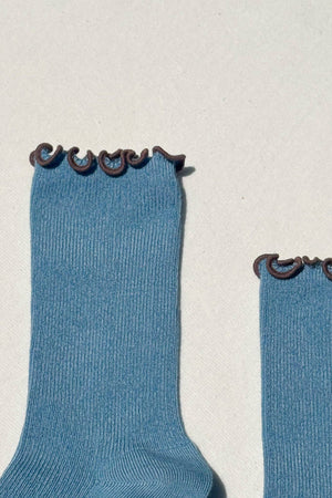 Ruffled Modal Socks Powder Blue