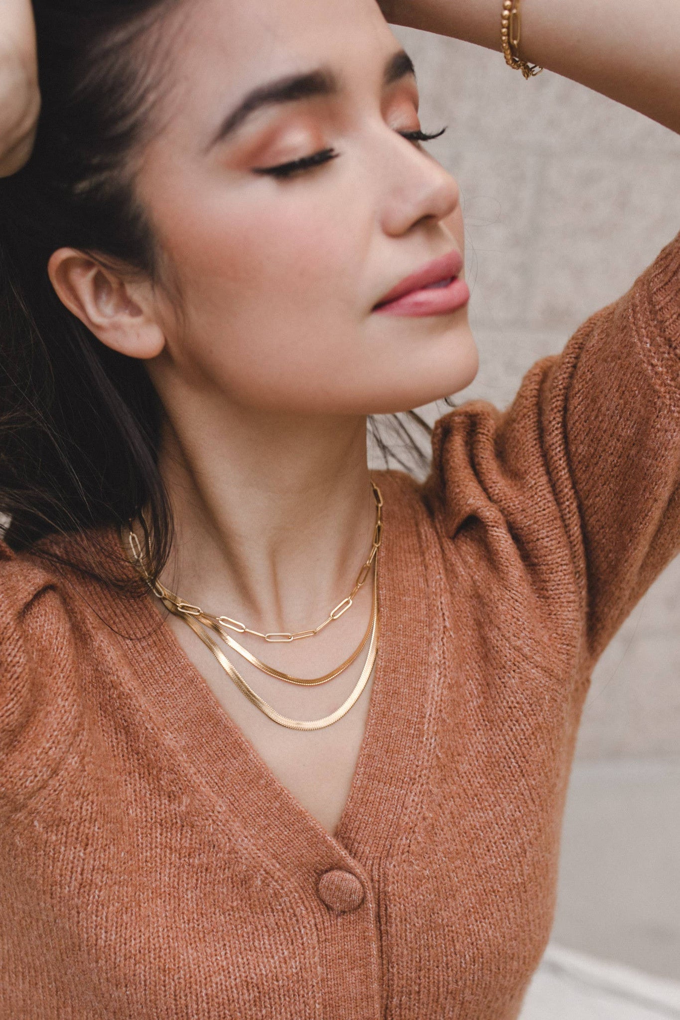 14K Gold Plated Herringbone Necklace