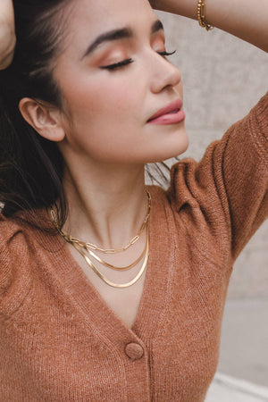 14K Gold Plated Herringbone Necklace