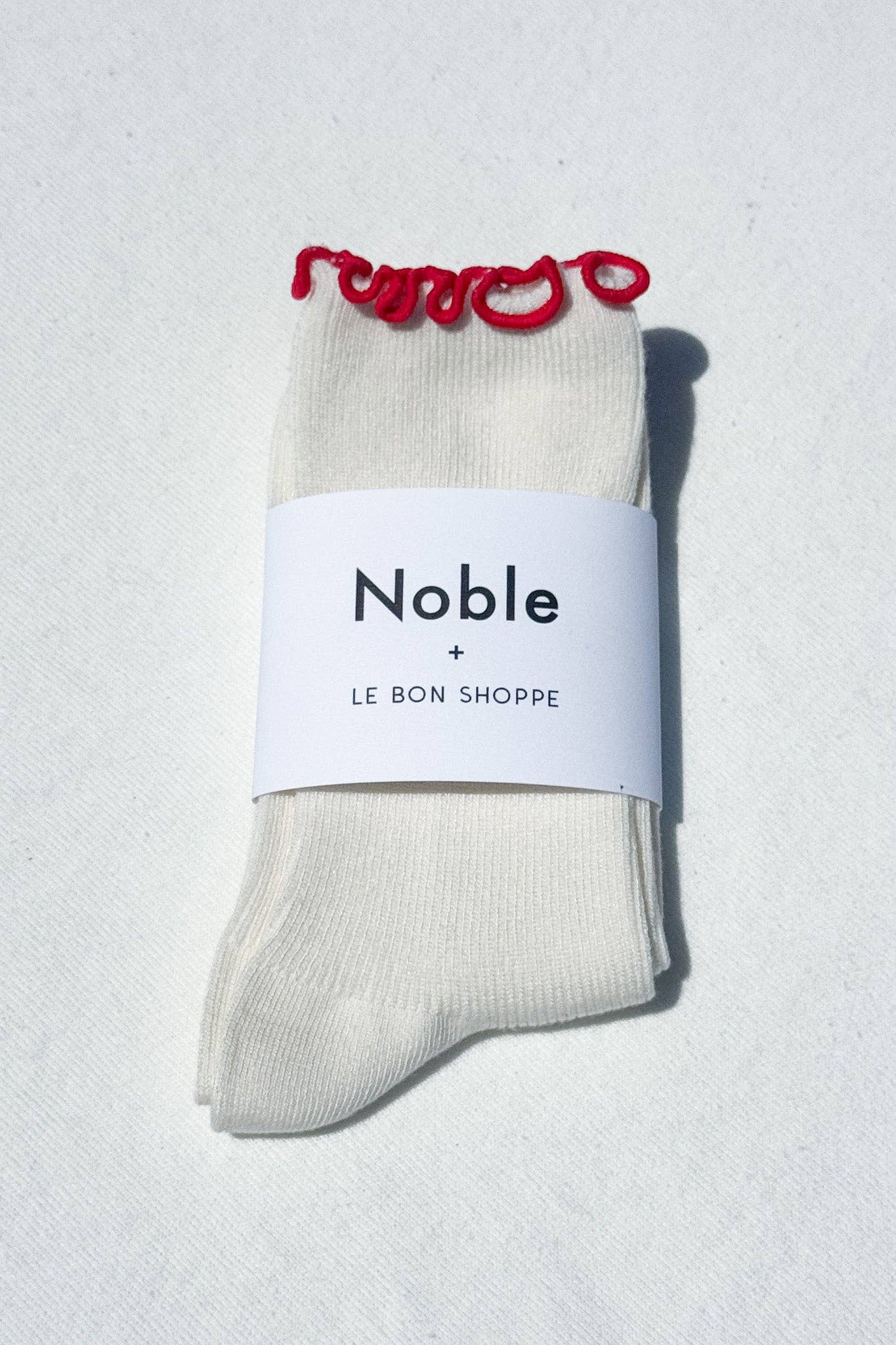 Ruffled Modal Socks Cream/Red