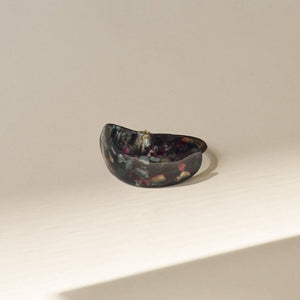Curved Oval Resin Ponytail Hair Tie | Midnight Blue