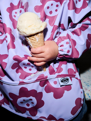 SMOCK BIB Violet Sunflowers