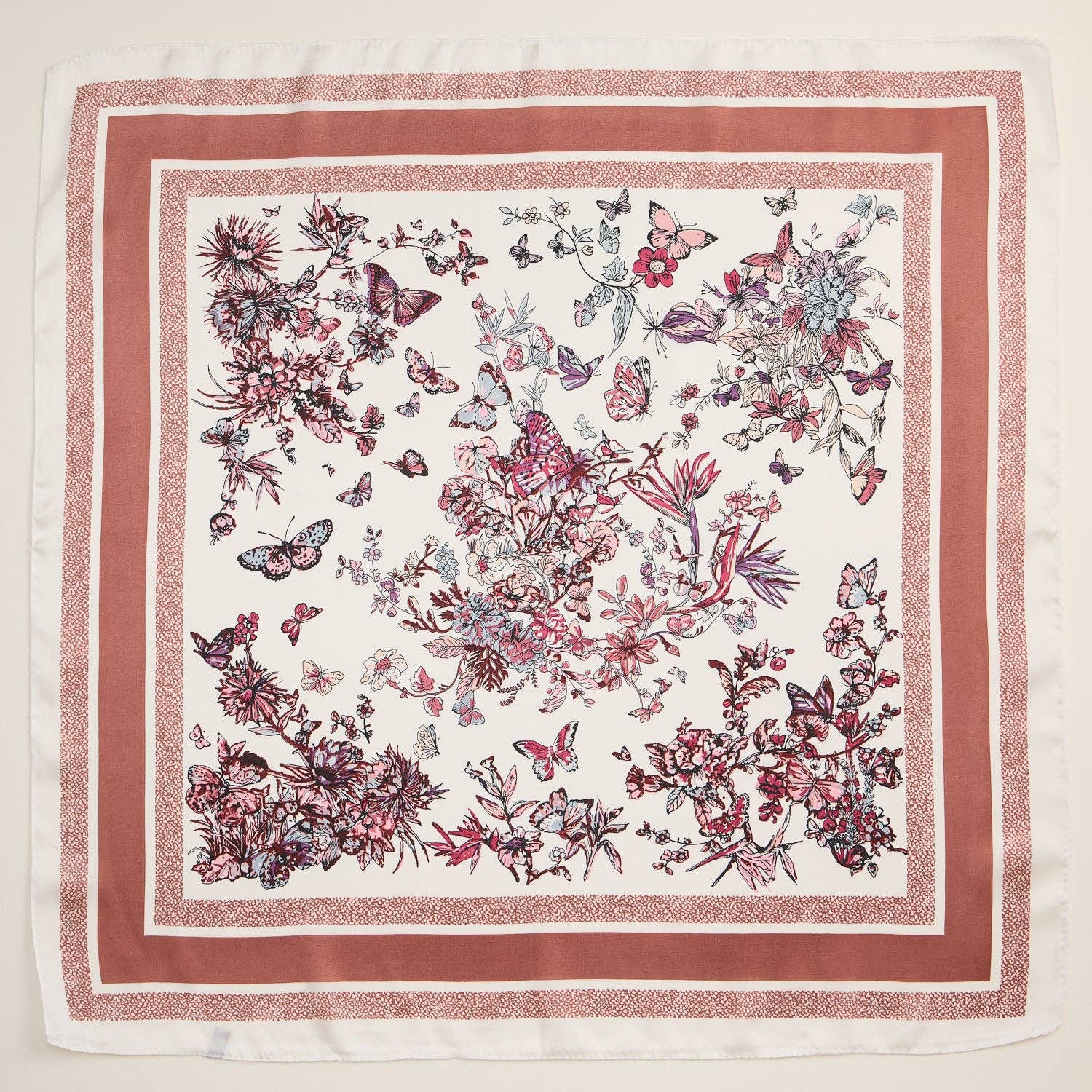 Floral Butterfly Print Scarf – Rose