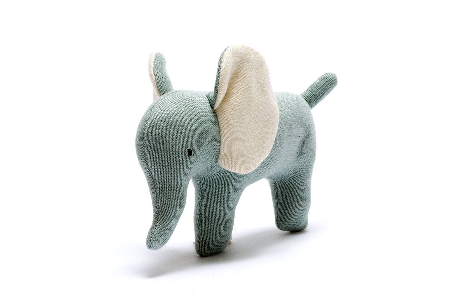 Small Organic Cotton Teal Elephant Plush Baby Toy