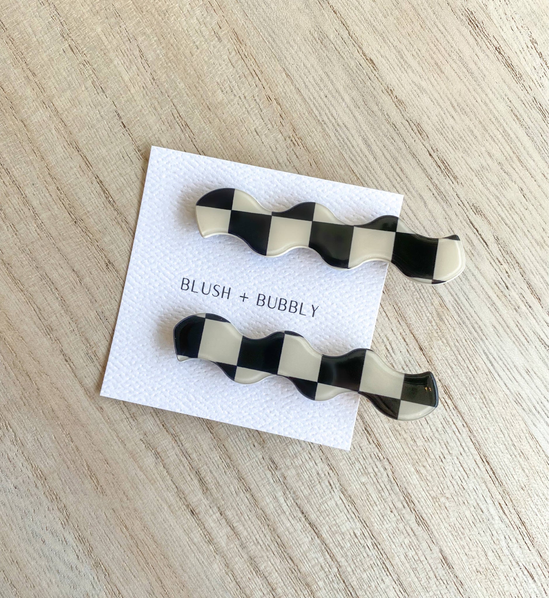 Checkered Alligator Hair Clips, Checkmate Set of 2