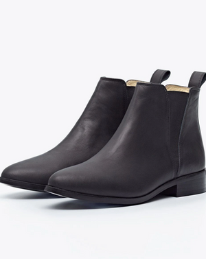 Chelsea Boot by Nisolo Black Leather women's boots with 1.25" heel and Rubber Soles