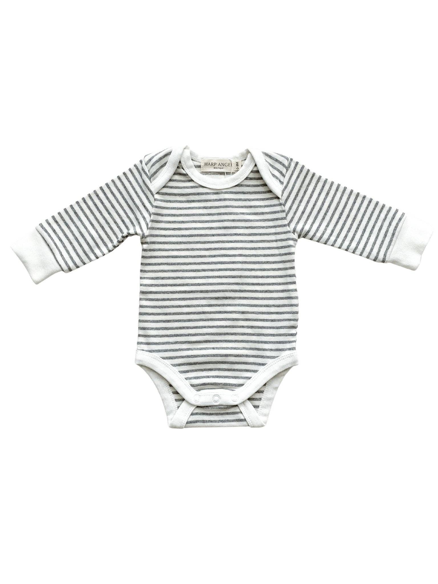 Long Sleeve Organic Bodysuit - Gray Stripe