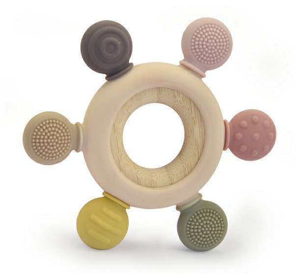 Silicone/ Wood Teether- Neutral