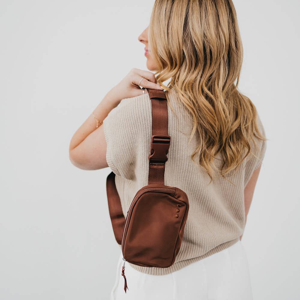 Nadya Nylon Bum Bag: Brown